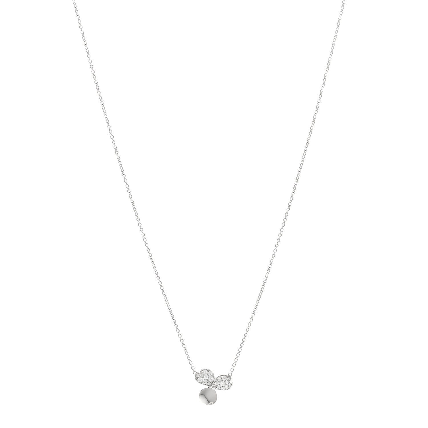 Tiffany Platinum Diamond .17ctw Paper Flowers Pendant Necklace 1 of 5