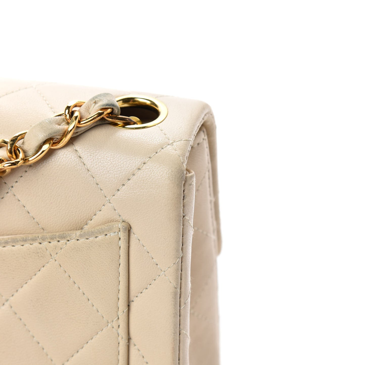 Lambskin Quilted Mini Square Flap Beige