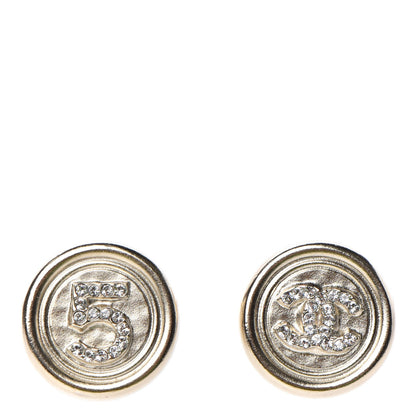 Chanel Crystal CC Round Earrings Light Gold 1 of 5