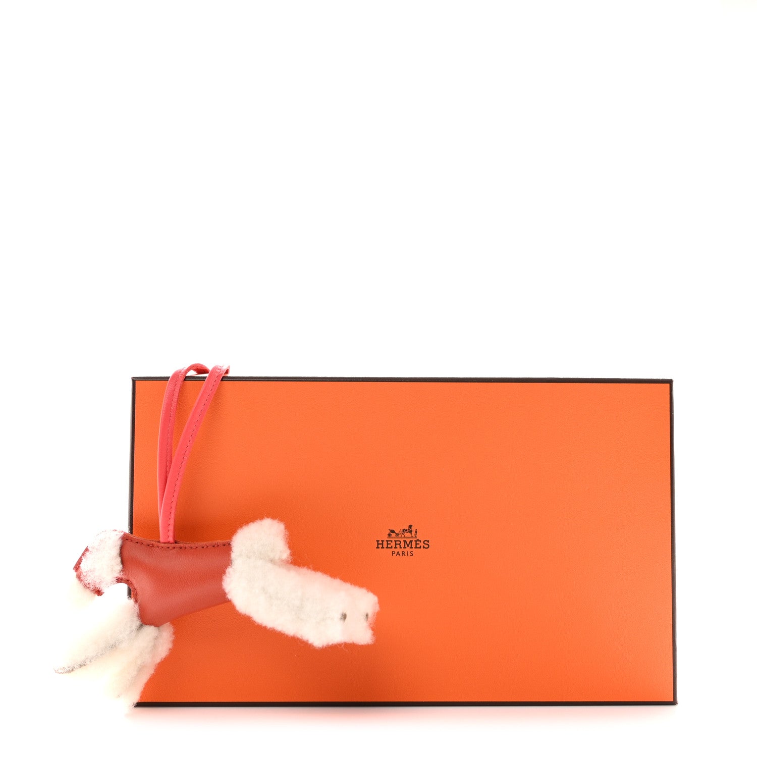 Hermes Milo Lambskin Shearling Budy Charm Orange Poppy 5 of 5