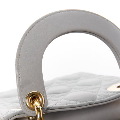 Christian Dior Metallic Lambskin Cannage Mini Lady Dior Grey 12 of 13