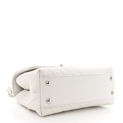 Chanel Iridescent Caviar Chevron Quilted Mini Coco Handle Flap White 4 of 12