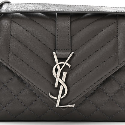 Saint Laurent Sheepskin Tri-Quilt Monogram Medium College Bag Coal 8 of 11