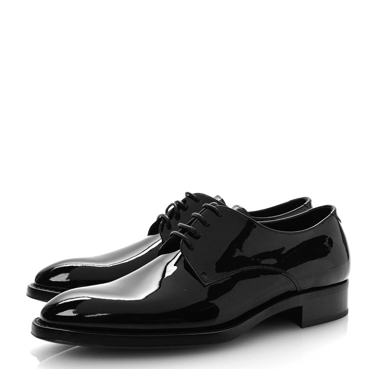 Patent Calfskin Mens Derby Lace Up Shoes 36 Black