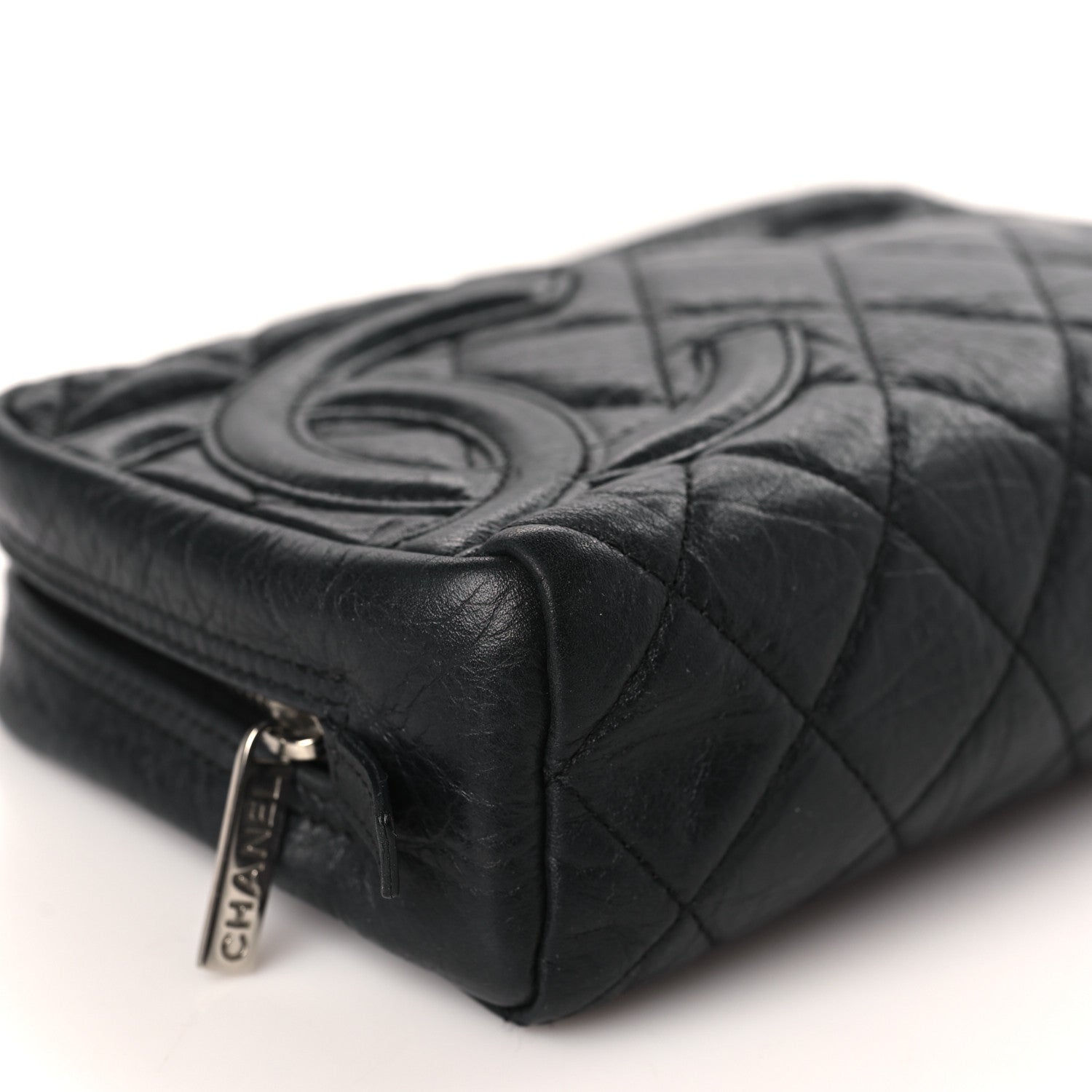 Chanel Aged Calfskin Quilted Cambon Cosmetic Case Black 8 of 9