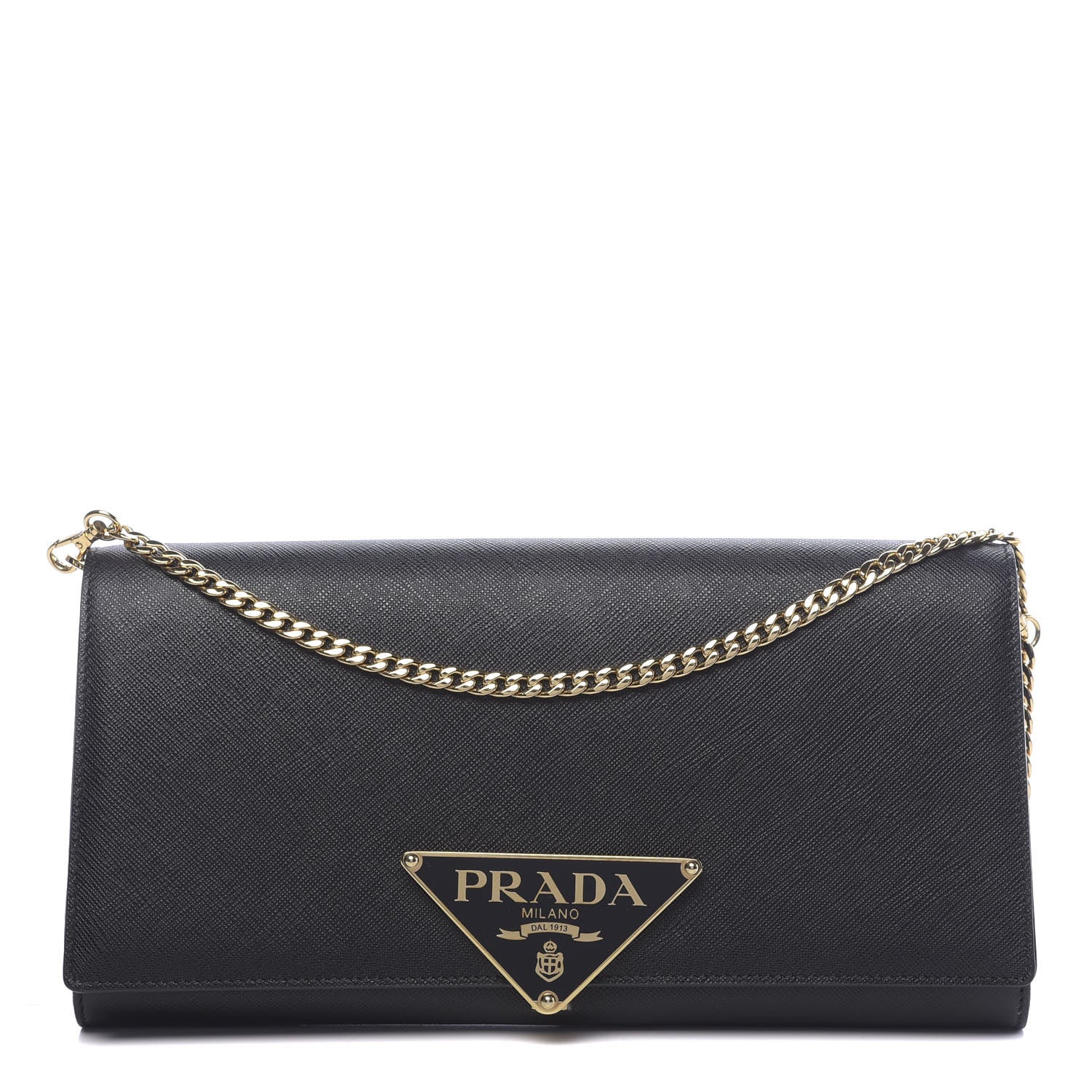 Prada Saffiano Chain Wallet Black 1 of 9