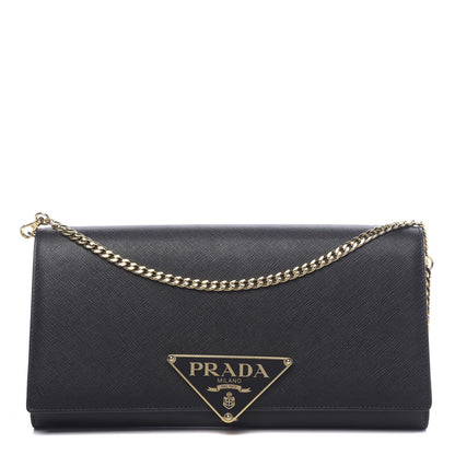 Prada Saffiano Chain Wallet Black 1 of 9