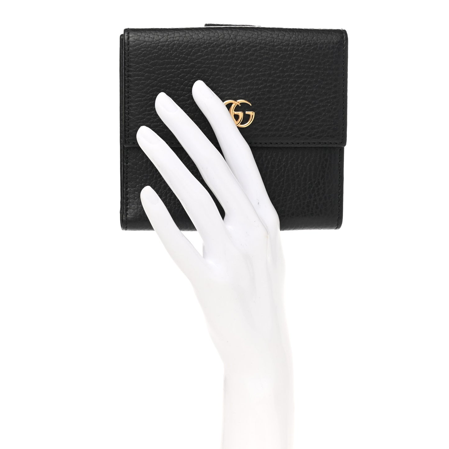 Dollar Calfskin Double G French Flap Wallet Black