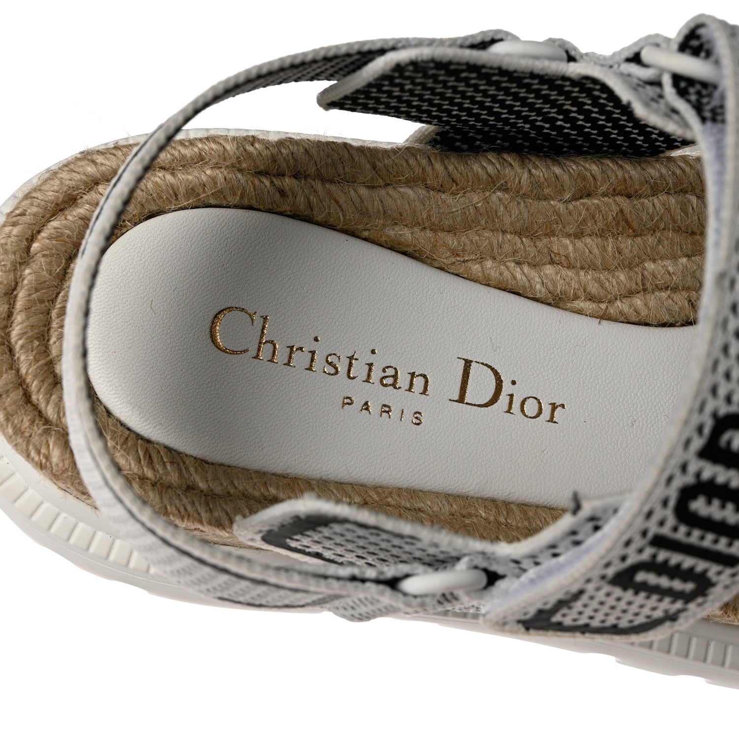 Christian Dior Technical Knit Jute Dioract 10mm Sandals 37 White Black 7 of 9