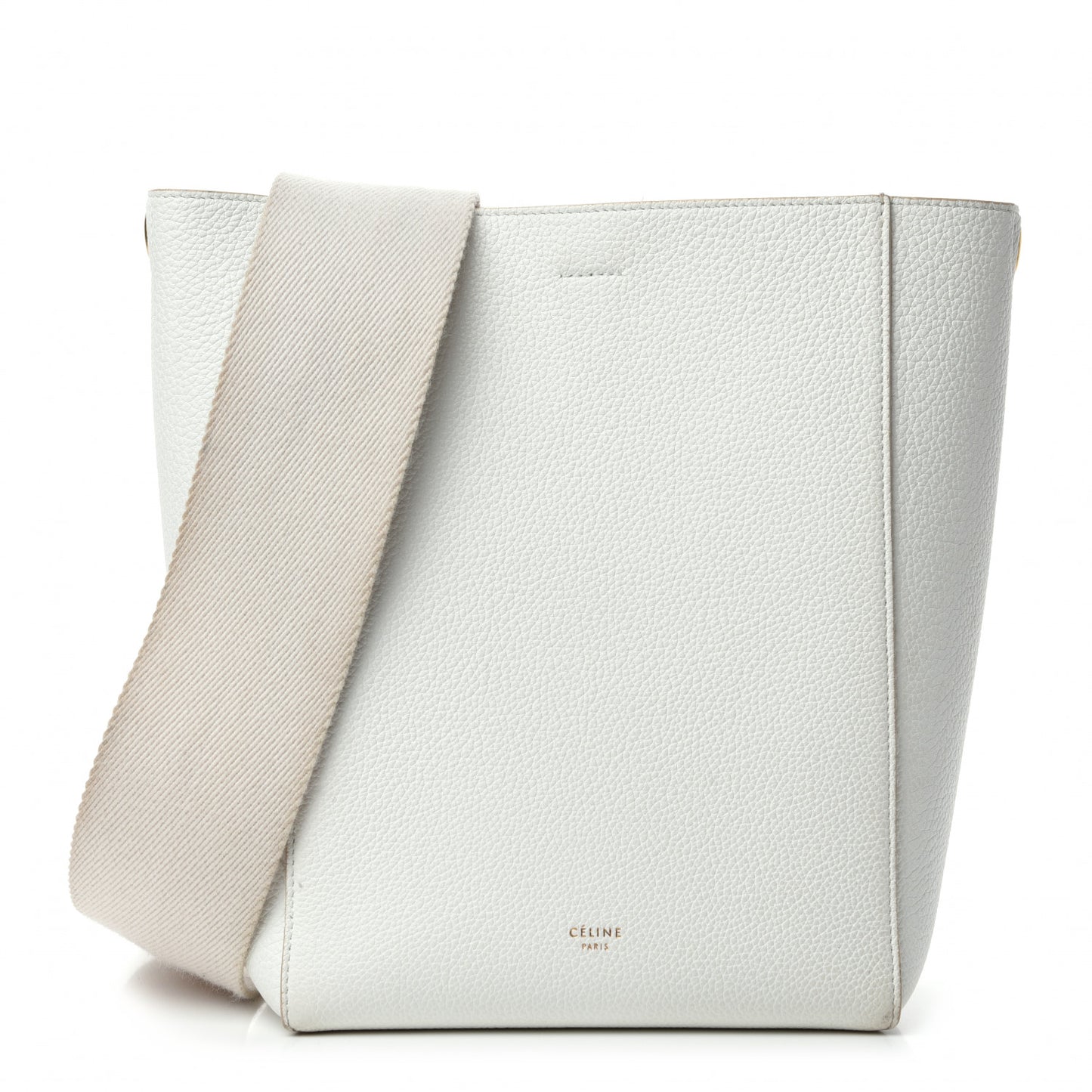Soft Grained Calfskin Small Sangle Bucket Bag White