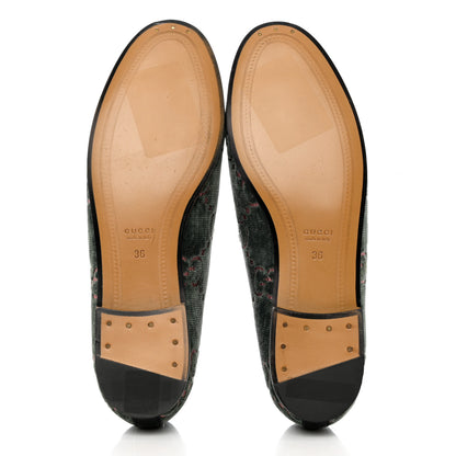 Gucci Velvet Malaga Kid GG Monogram Horsebit Womens Jordaan Loafers 36 Avio Dusty Pink Black 5 of 10