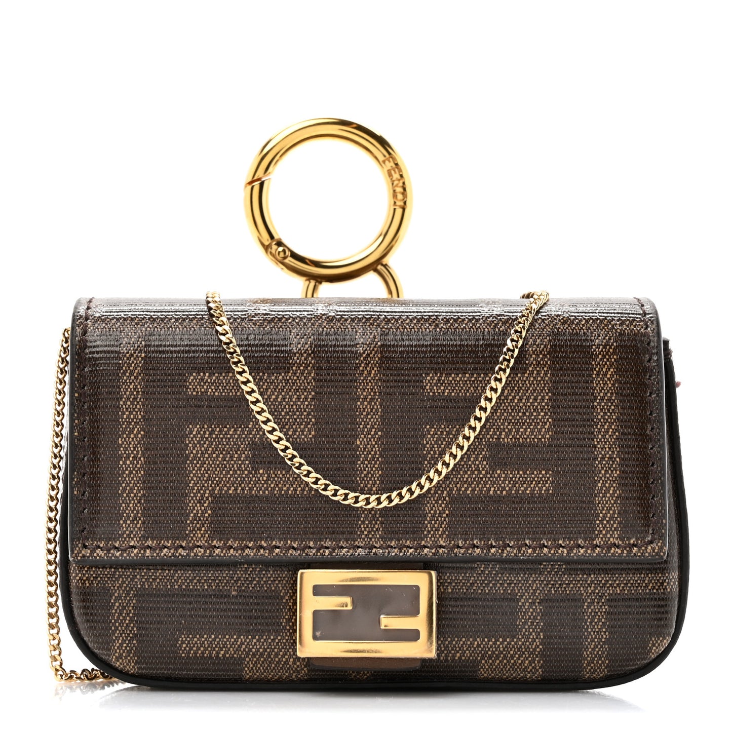 Glazed Fabric FF 1974 Nano Baguette Charm Mogano Panna