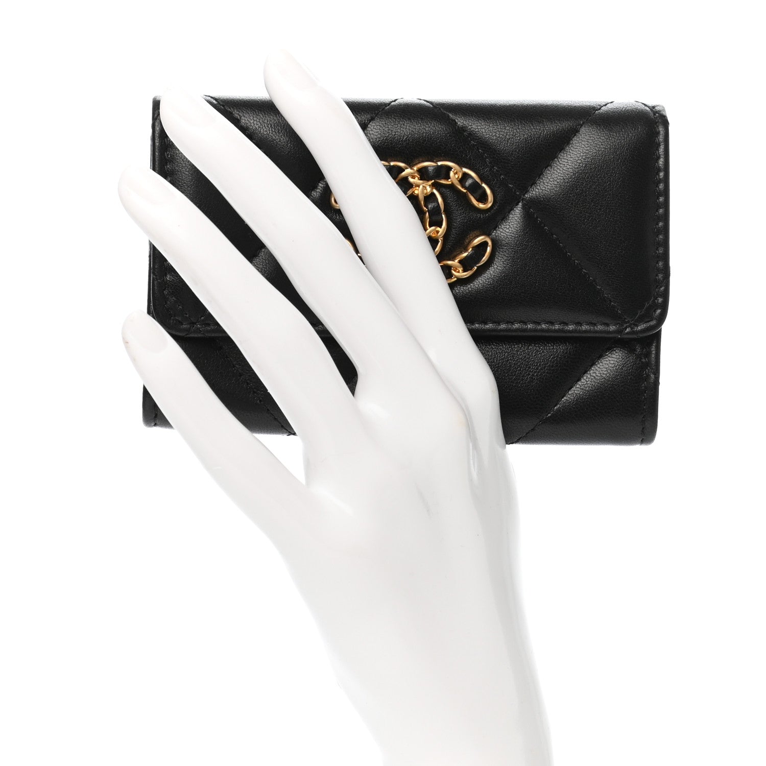 Chanel Lambskin Quilted Chanel 19 Flap Card Holder Black 2 of 9