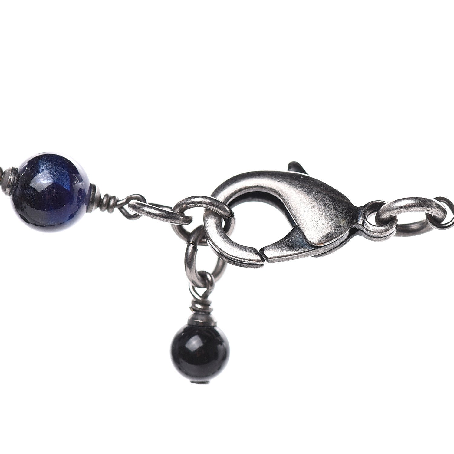 Chanel Beaded CC Short Necklace Ruthenium Black 4 of 5