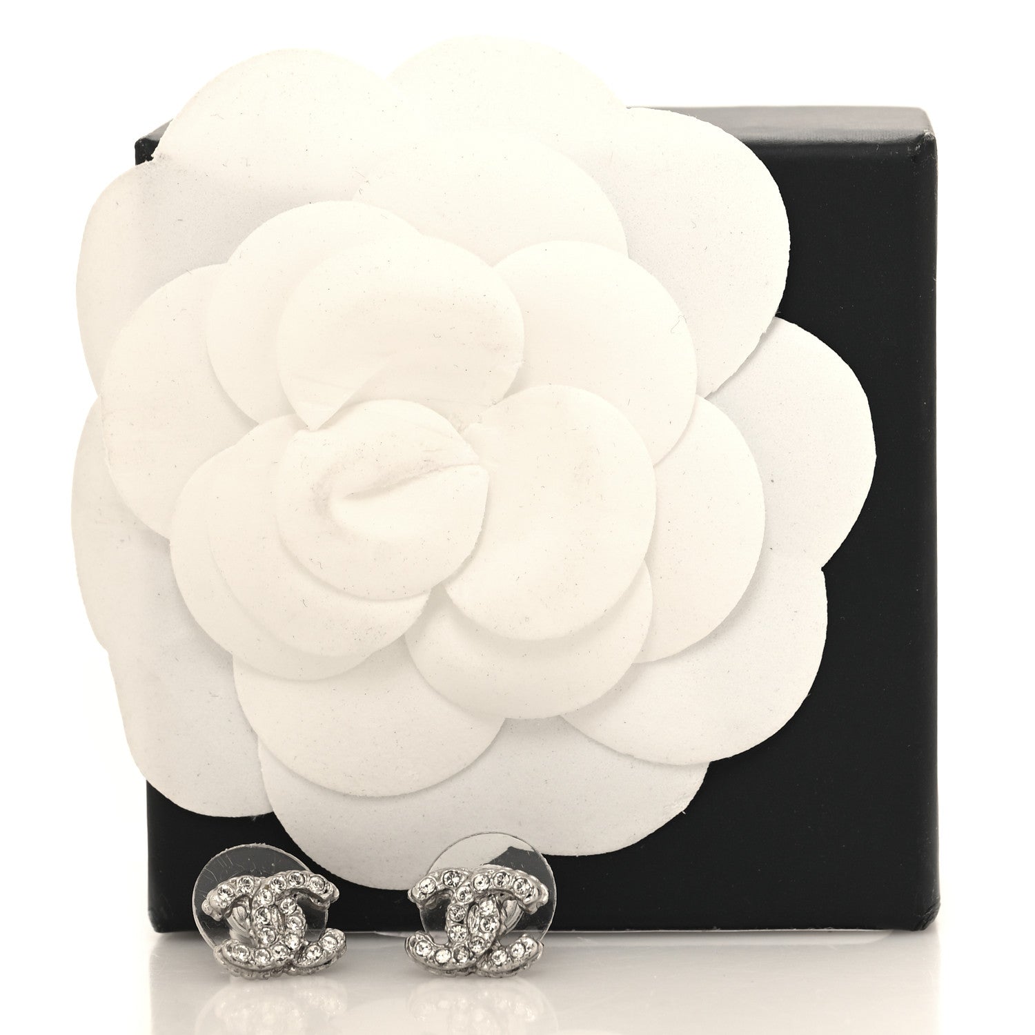 Chanel Crystal Mini CC Earrings Silver 5 of 5
