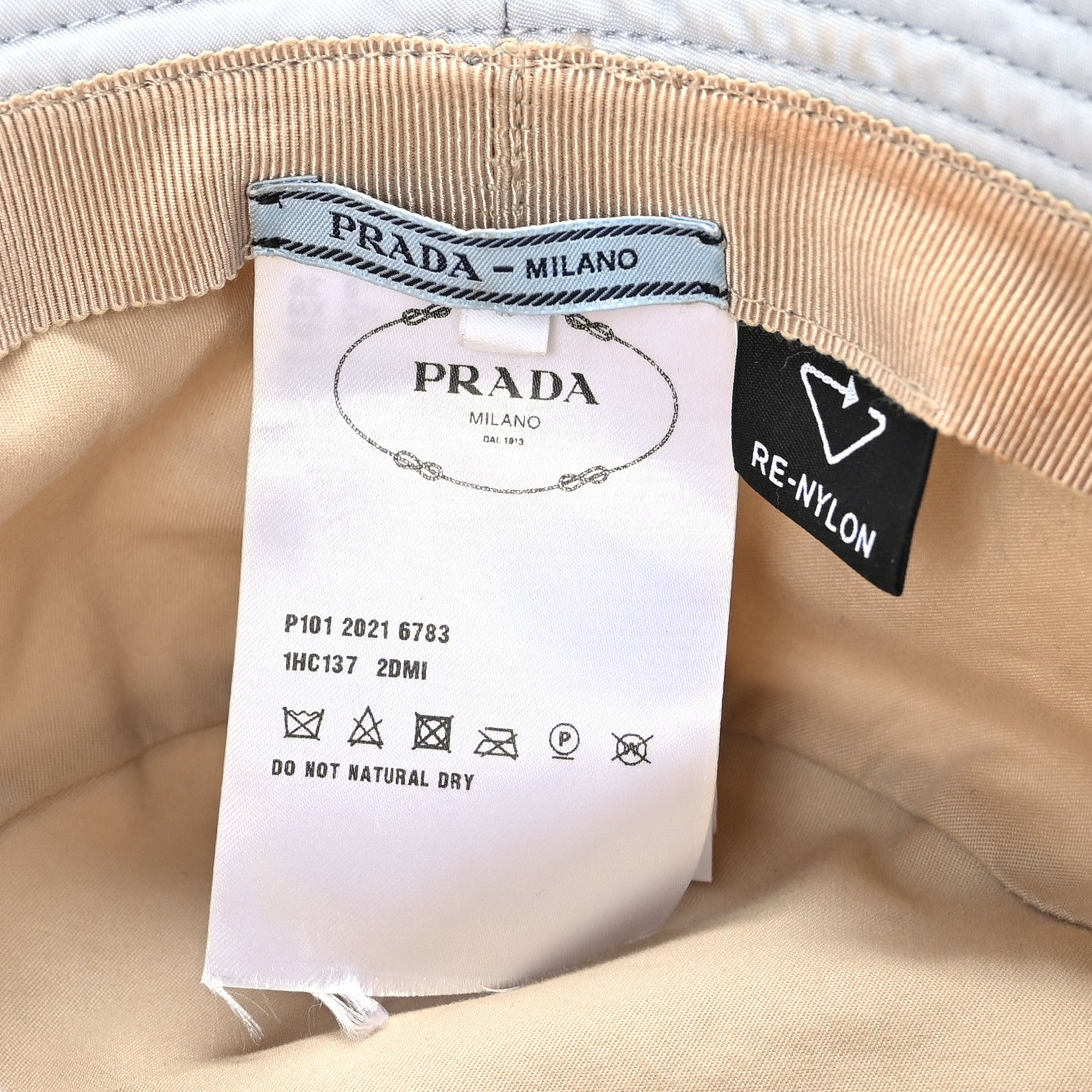 Prada Re-Nylon Metal Triangle Logo Womens Bucket Hat S Fiordaliso 6 of 6