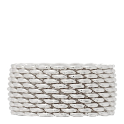Tiffany Sterling Silver Somerset Mesh Ring 51 5.75 1 of 5