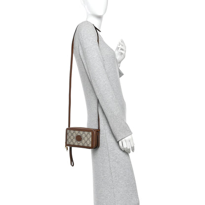 Gucci GG Supreme Monogram Azalea Calfskin Mini Retro Interlocking G Mini Shoulder Bag Beige Ebony Brown Sugar 2 of 11
