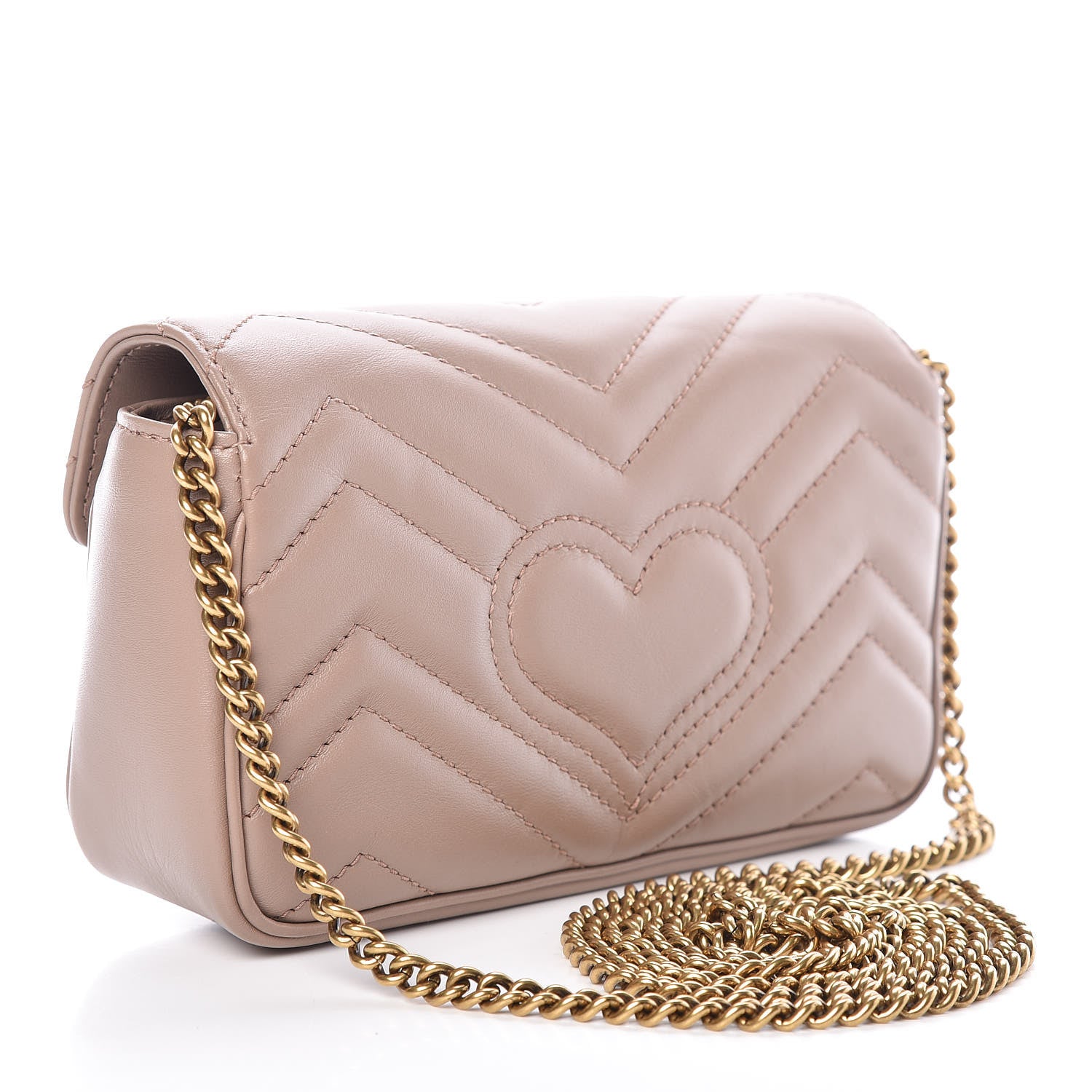 Gucci Calfskin Matelasse Super Mini GG Marmont Shoulder Bag Porcelain Rose 3 of 9