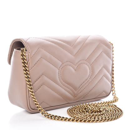 Gucci Calfskin Matelasse Super Mini GG Marmont Shoulder Bag Porcelain Rose 3 of 9