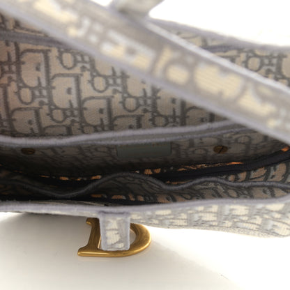 Christian Dior Oblique Embroidered Saddle Bag Gray 5 of 11