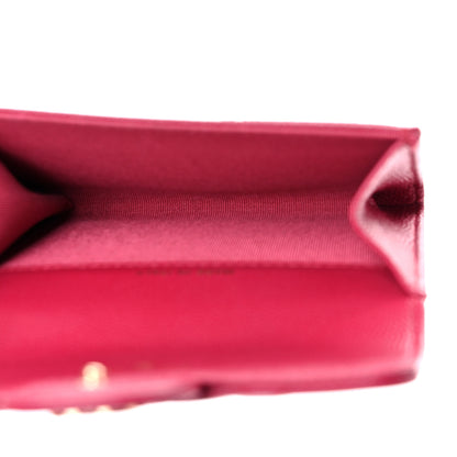 Chanel Caviar Quilted Flap Card Holder Wallet Dark Pink 6 of 10