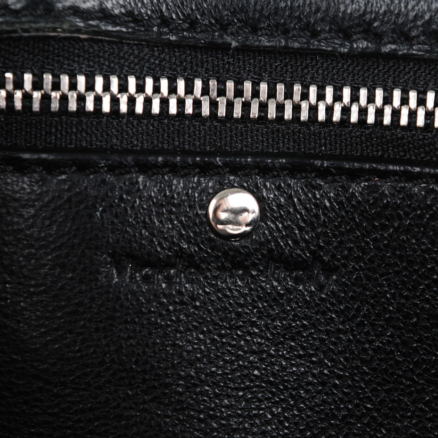 Textured Calfskin Medium Bi-Color Edge Shoulder Bag Black