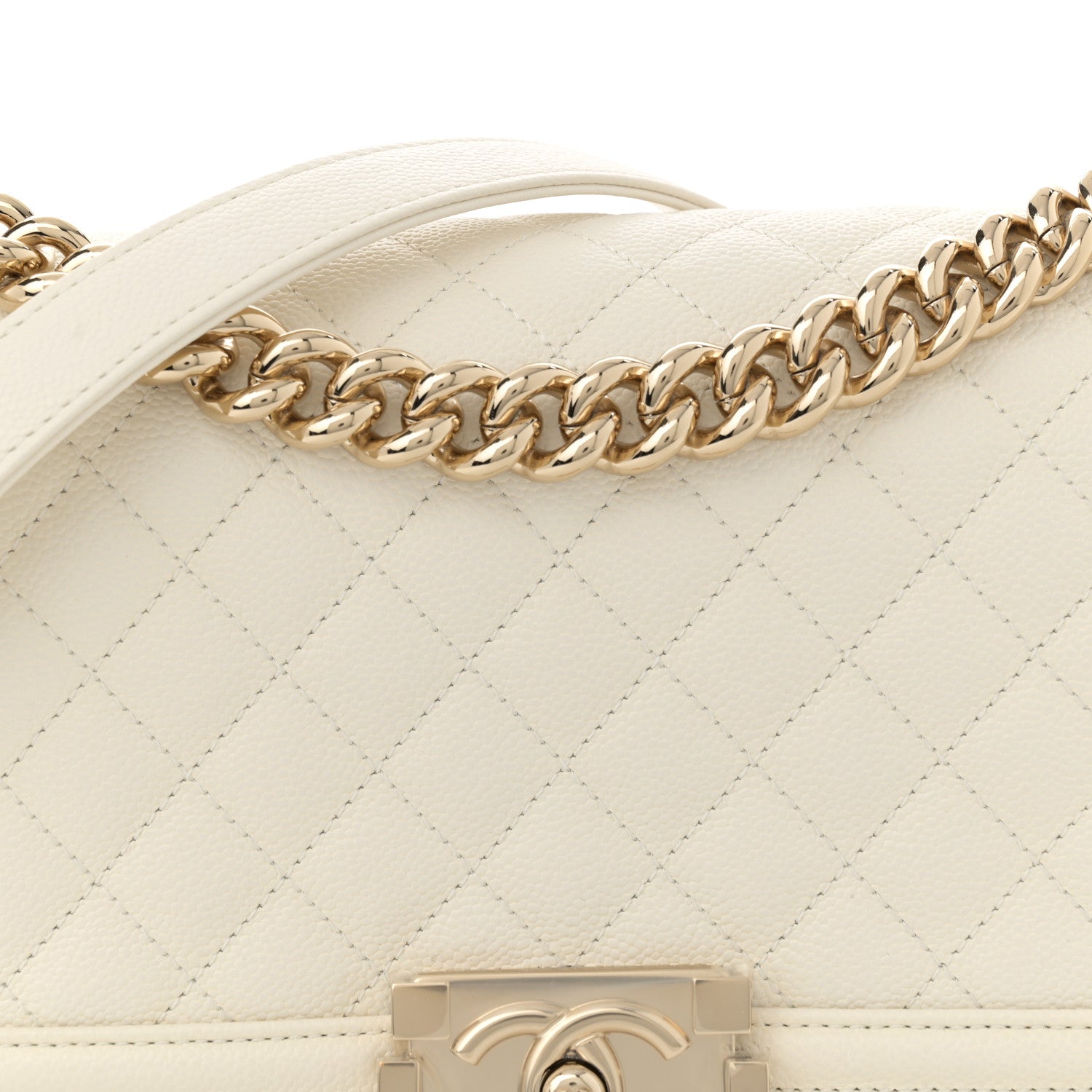 Chanel Caviar Quilted Medium Boy Flap White 8 of 11