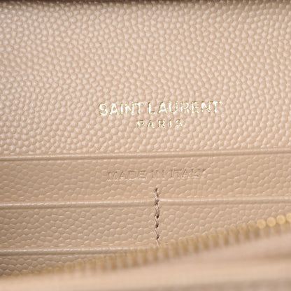 Saint Laurent Grain De Poudre Matelasse Chevron Monogram Chain Wallet Nude Powder 6 of 7