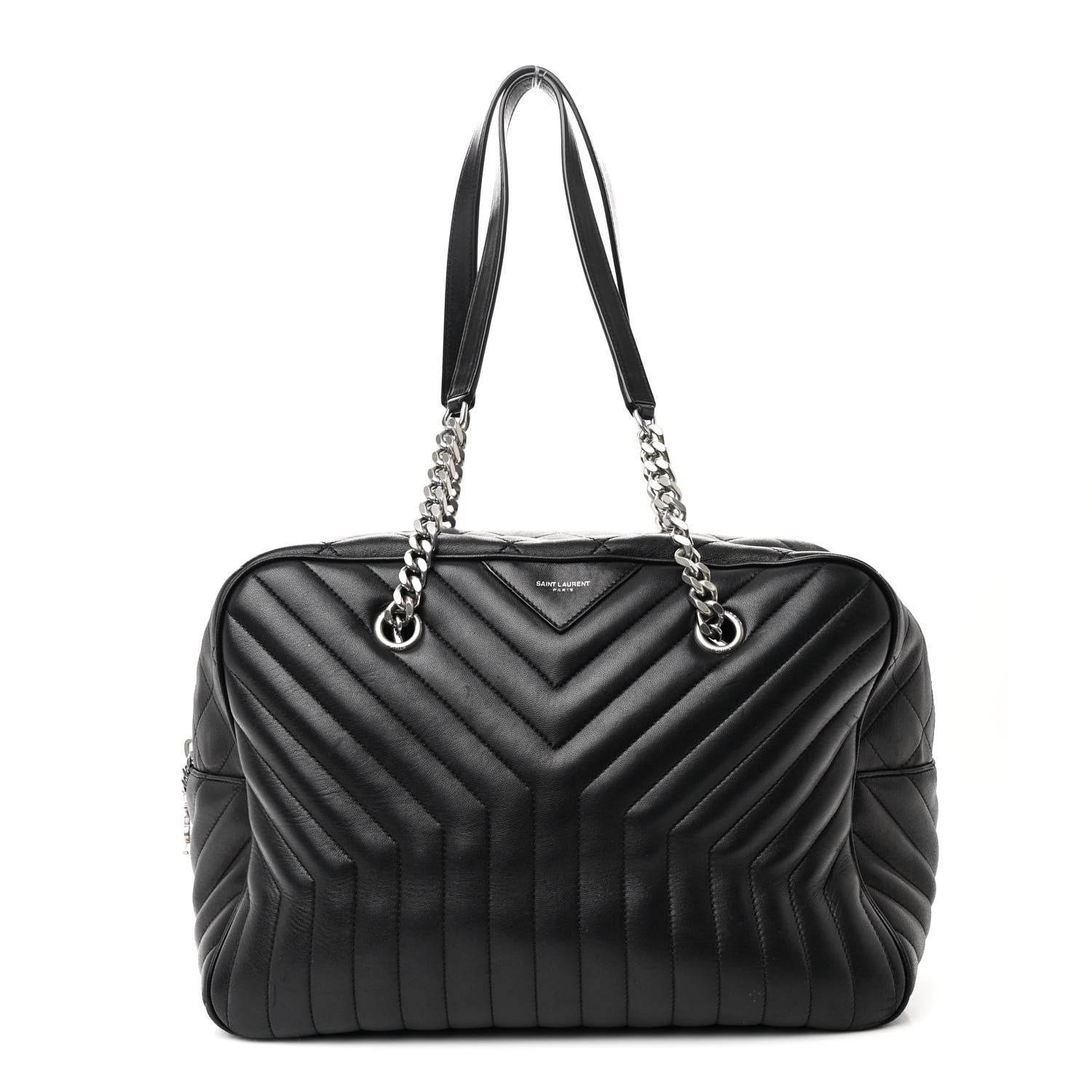 Saint Laurent Lambskin Mixed Matelasse Joan Bowling Bag Black 1 of 12