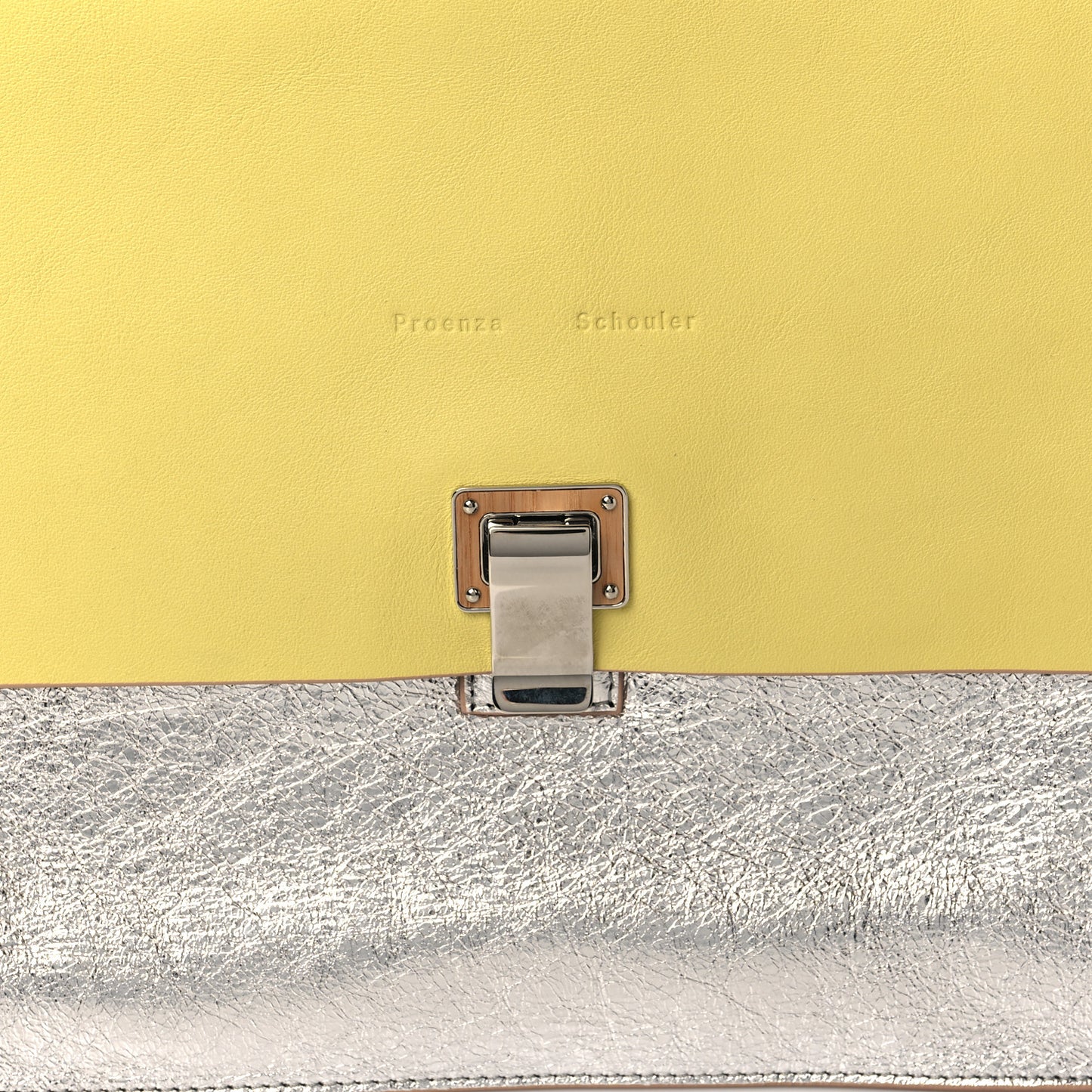 Metallic Lambskin Lunch Bag Clutch Banana Silver