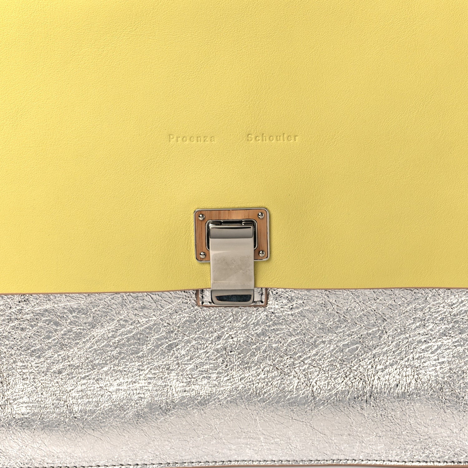 Proenza Schouler Metallic Lambskin Lunch Bag Clutch Banana Silver 7 of 9
