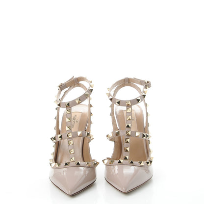 Valentino Garavani Patent Nappa Rockstud Ankle Strap 100mm Pumps 38 Poudre 2 of 9