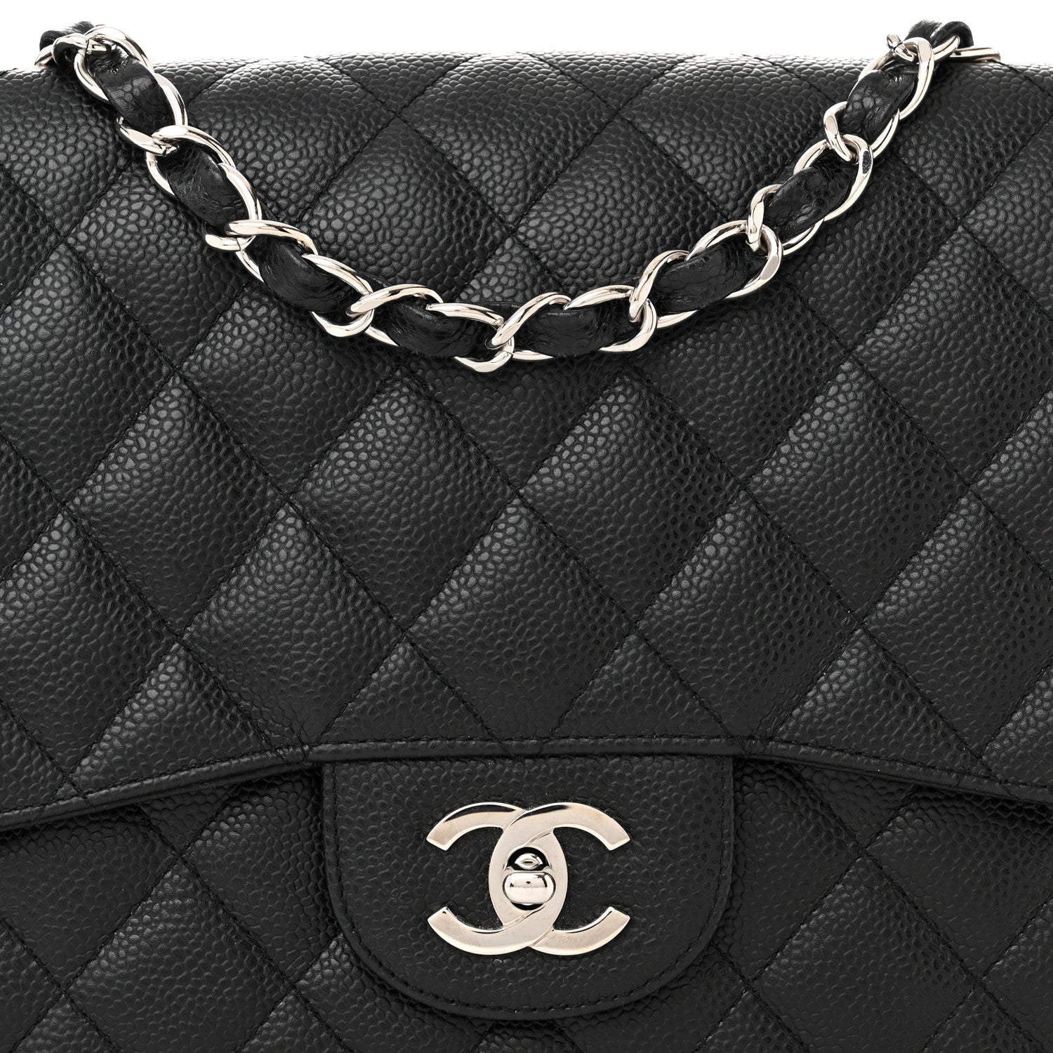 Chanel Caviar Quilted Jumbo Single Flap Black 8 of 12