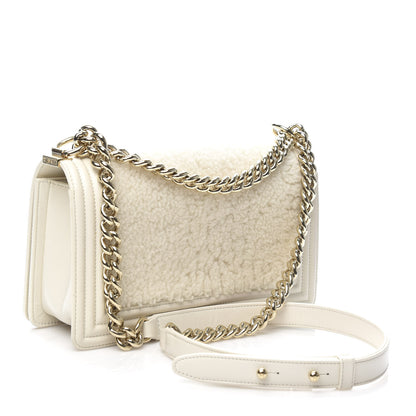 Chanel Shearling Sheepskin Medium Boy Flap White 3 of 9