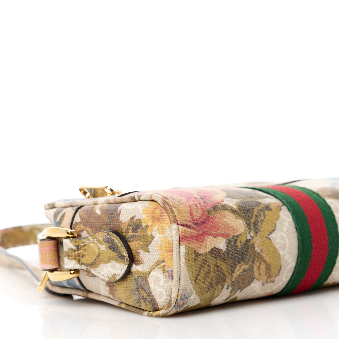 GG Supreme Monogram Water Flora Web Mini Ophidia Shoulder Bag Beige White Multicolor