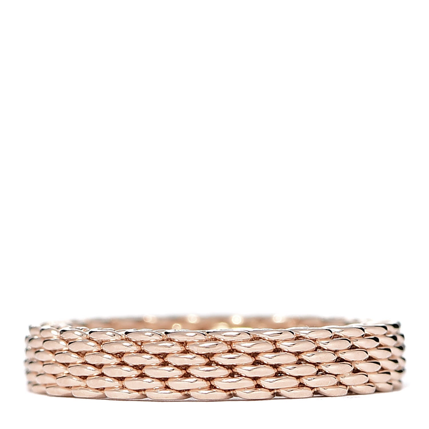 Tiffany 18K Rose Gold Narrow Mesh Somerset Ring 49 4.75 1 of 5