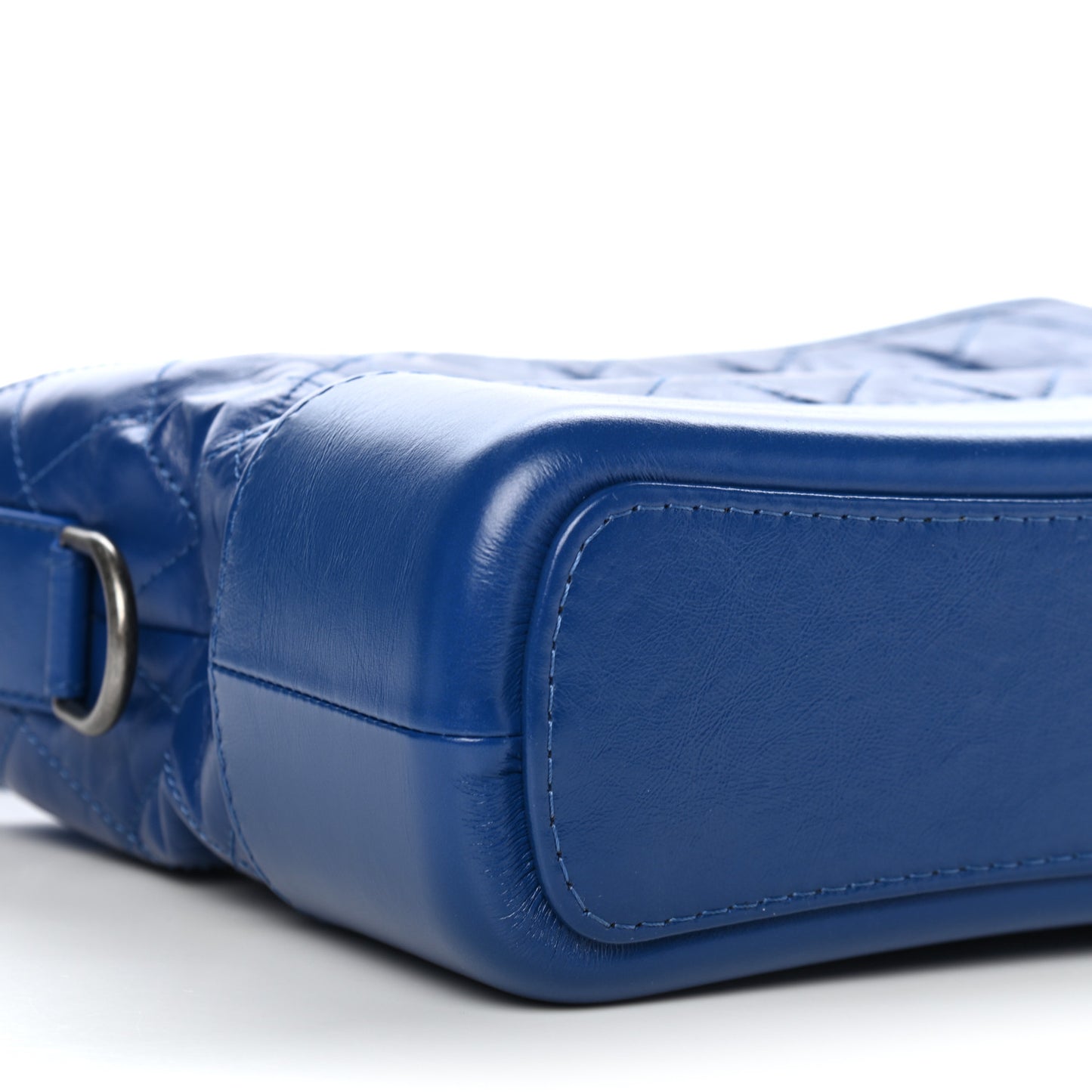 Aged Smooth Calfskin Quilted Medium Gabrielle Logo Hobo Blue