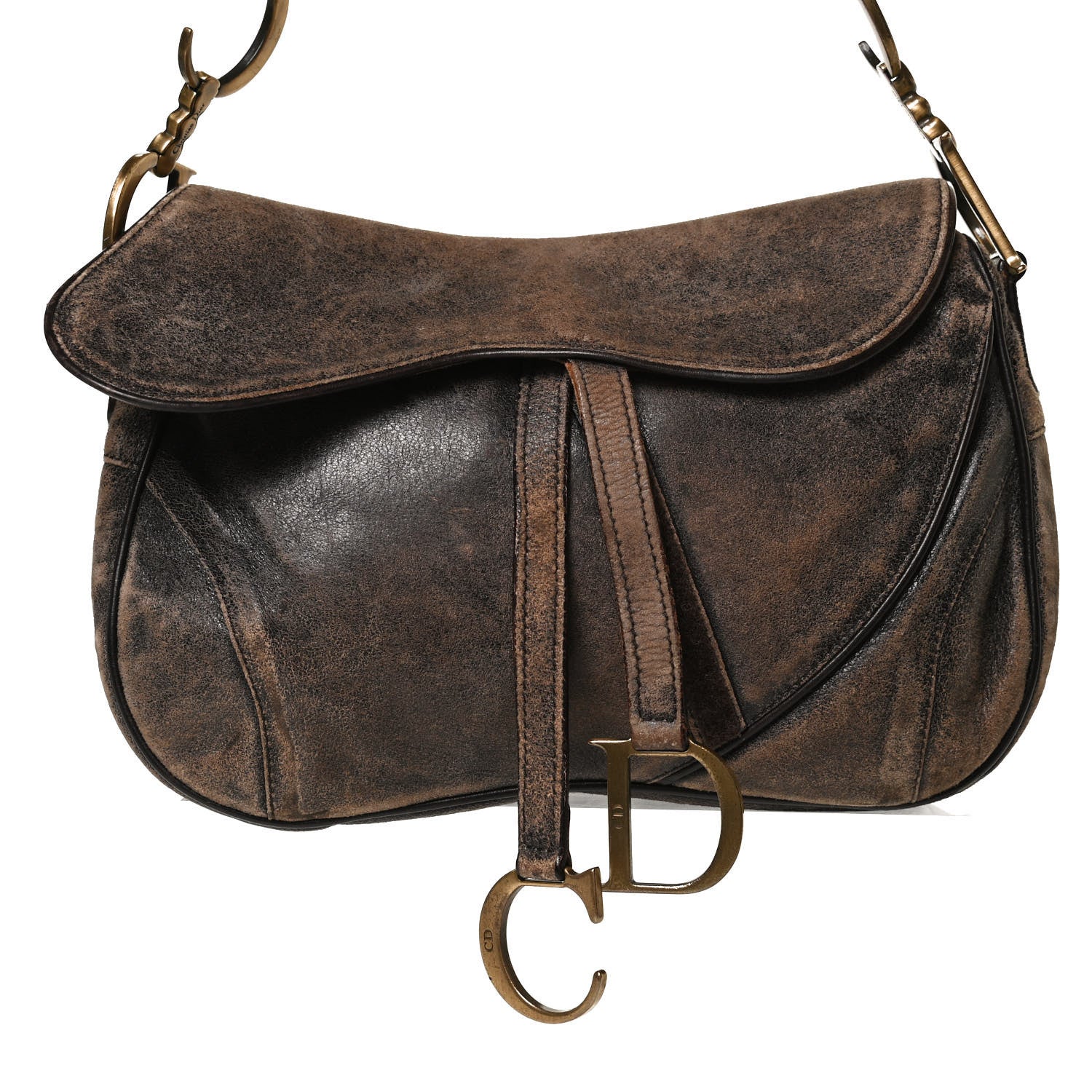 Christian Dior Calfskin Double Saddle Bag Brown 7 of 11