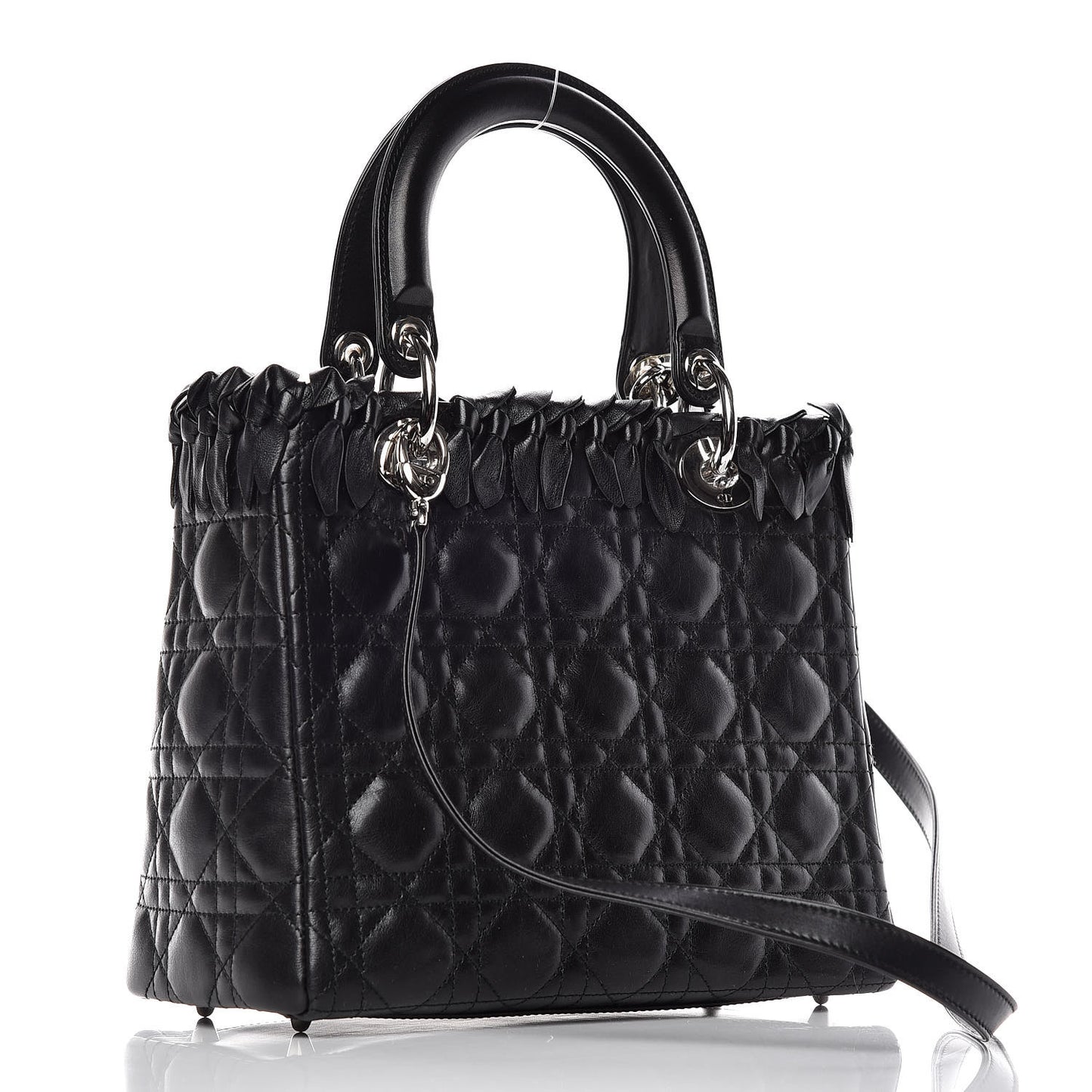 Lambskin Cannage Bow Medium Lady Dior Black