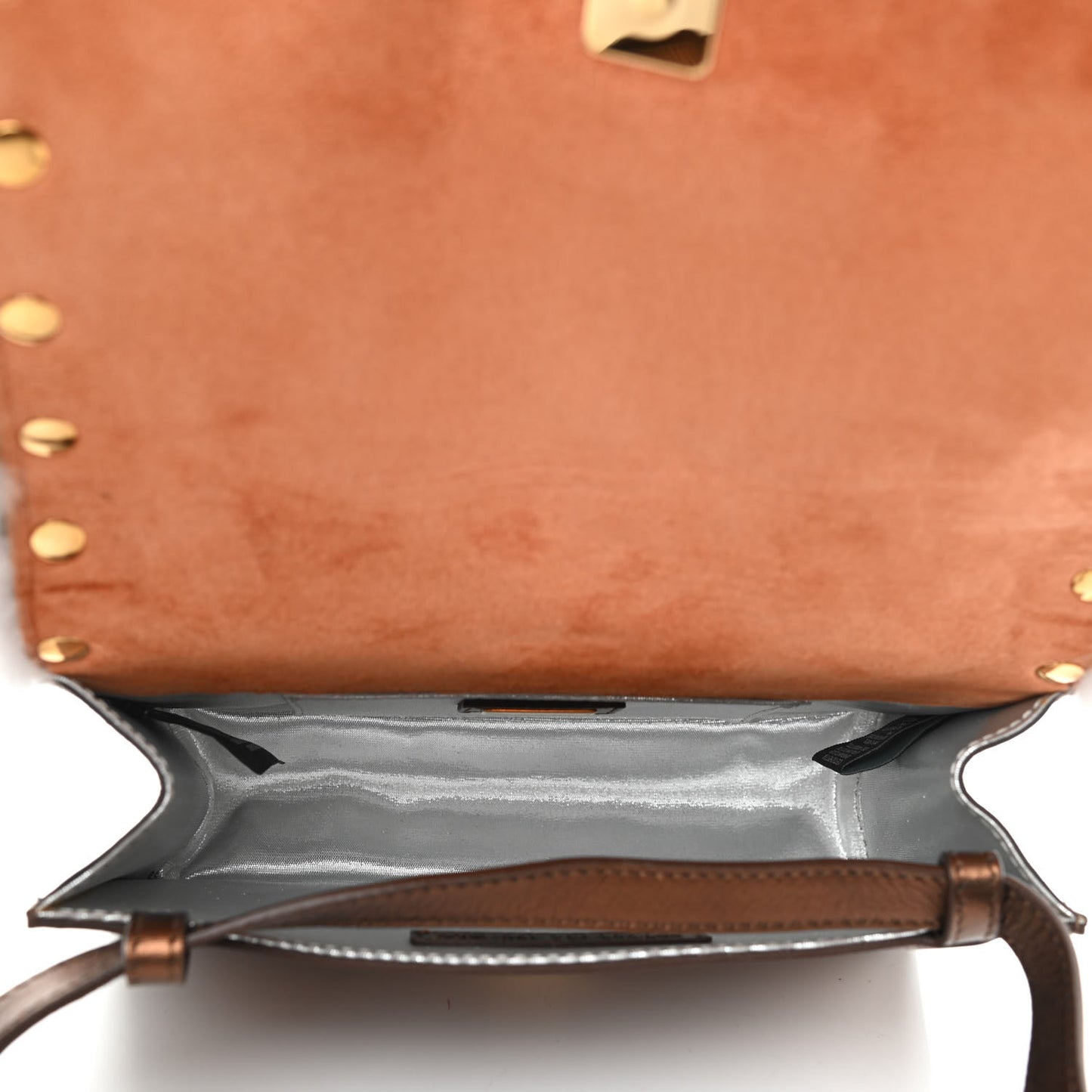 Metallic Calfskin Lame Mink Studded Daisy Clutch Multicolor