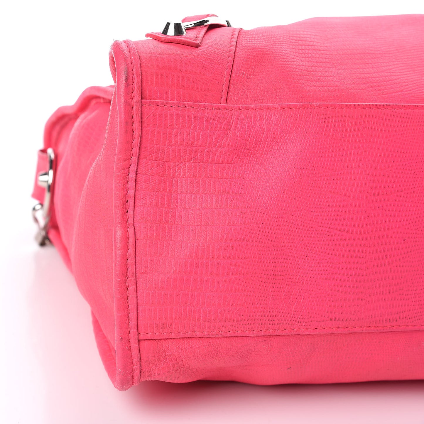 Calfskin Lizard Embossed Classic Silver Hardware City Rose Fluo