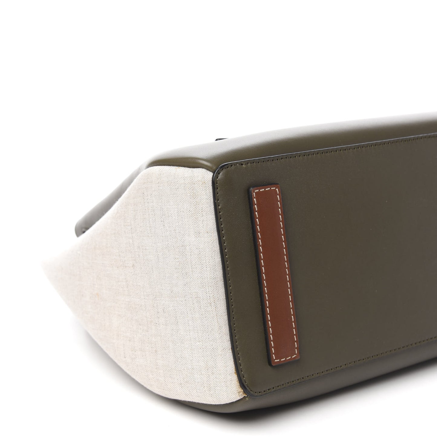 Calfskin Linen Lazo Tote Khaki Green