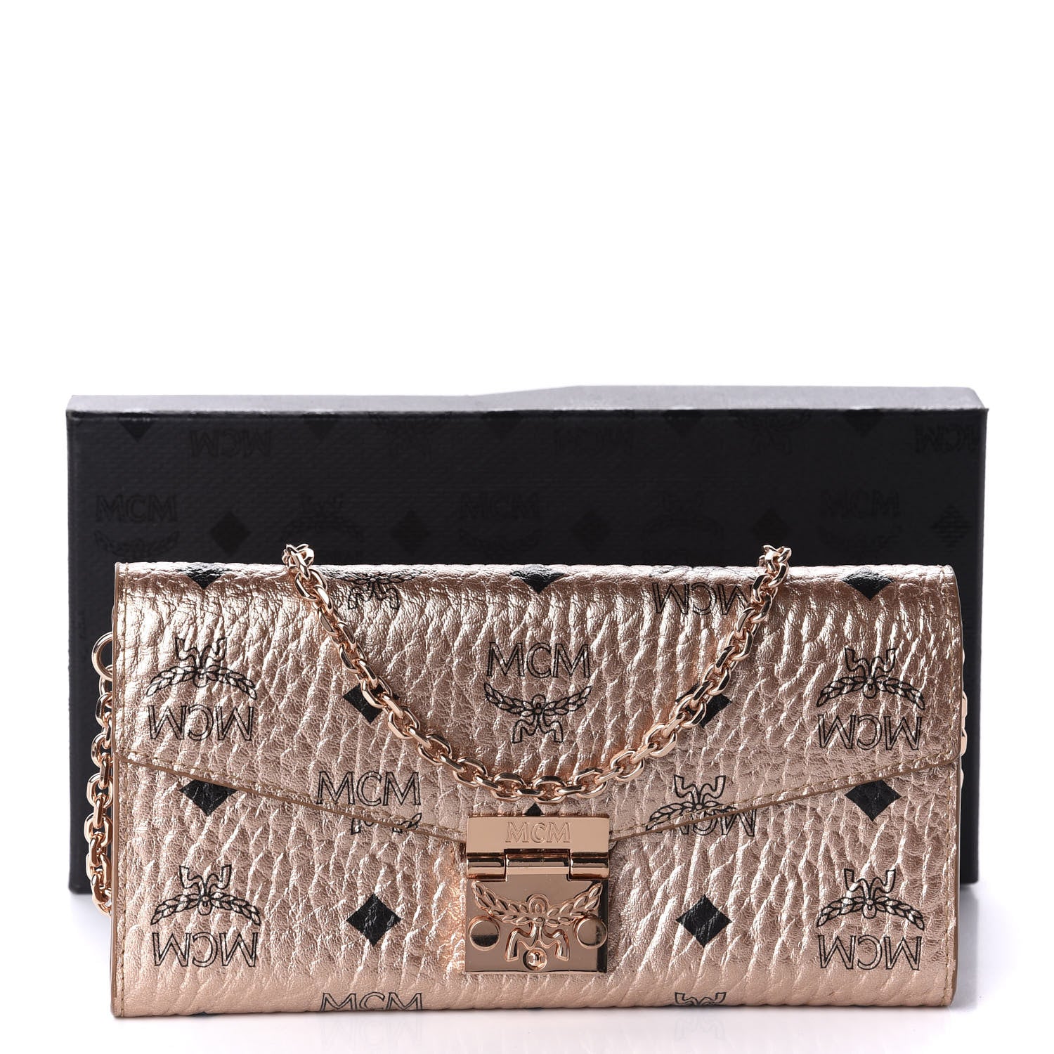 MCM Metallic Visetos Patricia Wallet On Chain Champagne Gold 11 of 11