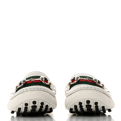 Gucci Road Calfskin Web Womens Horsebit Driver Loafers 37 Great White 2 of 9
