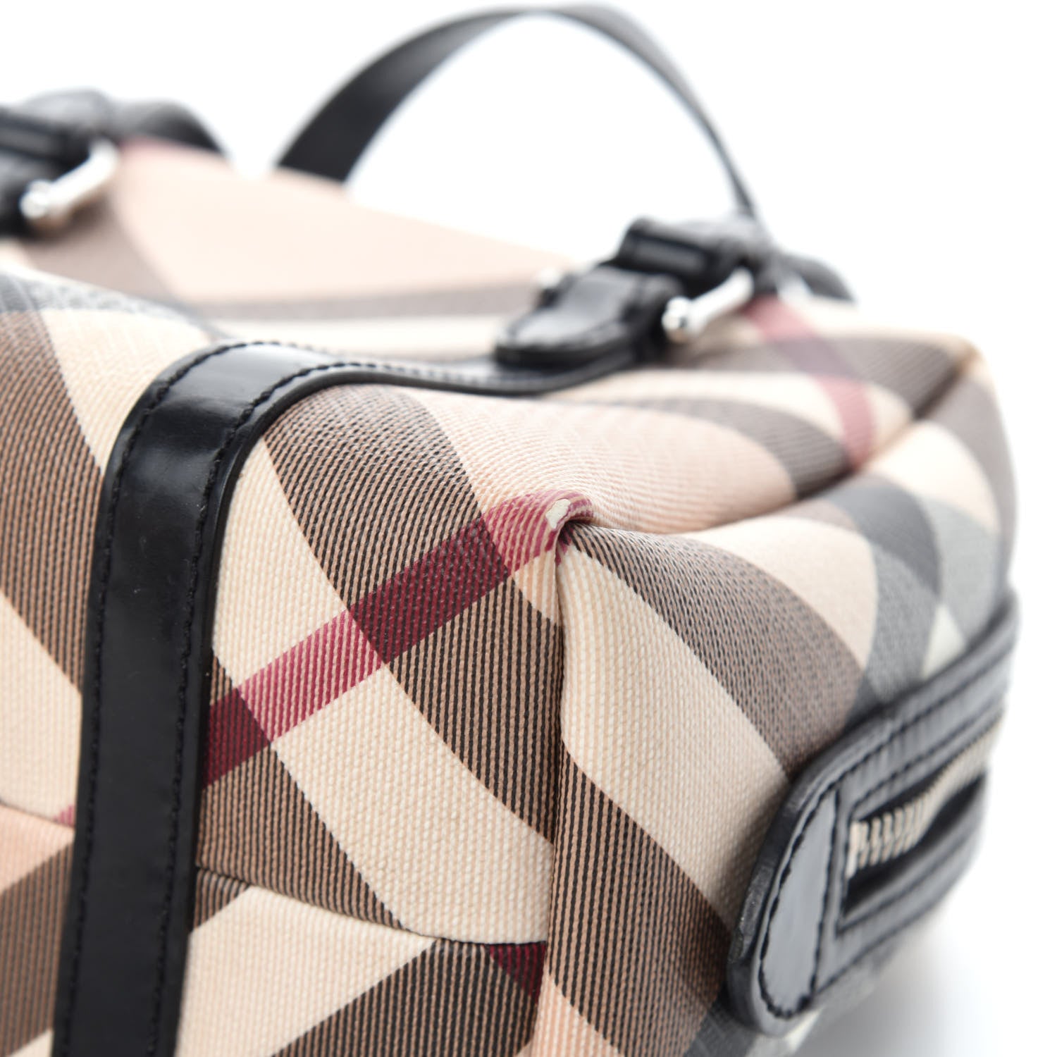 Burberry Patent Trim Nova Check Tote Black 13 of 15
