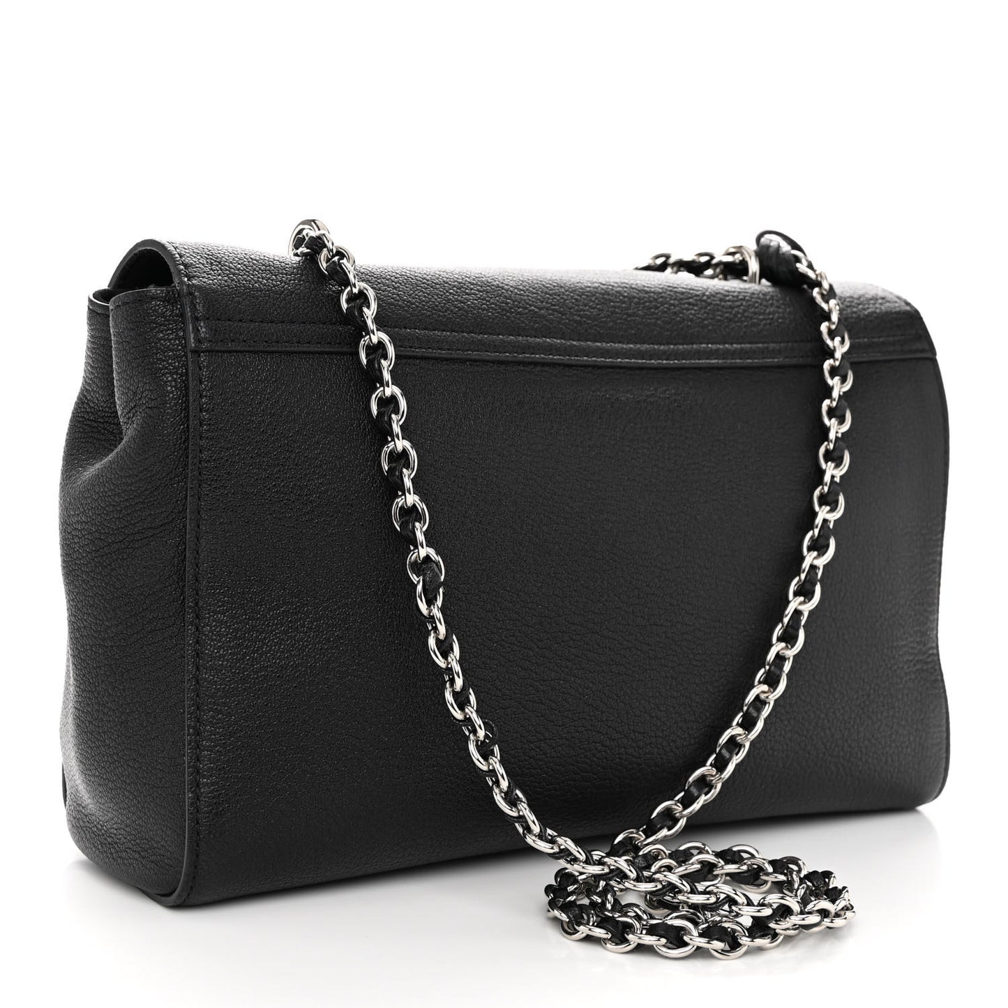 Small Classic Grain Calfskin Medium Lily Flap Black