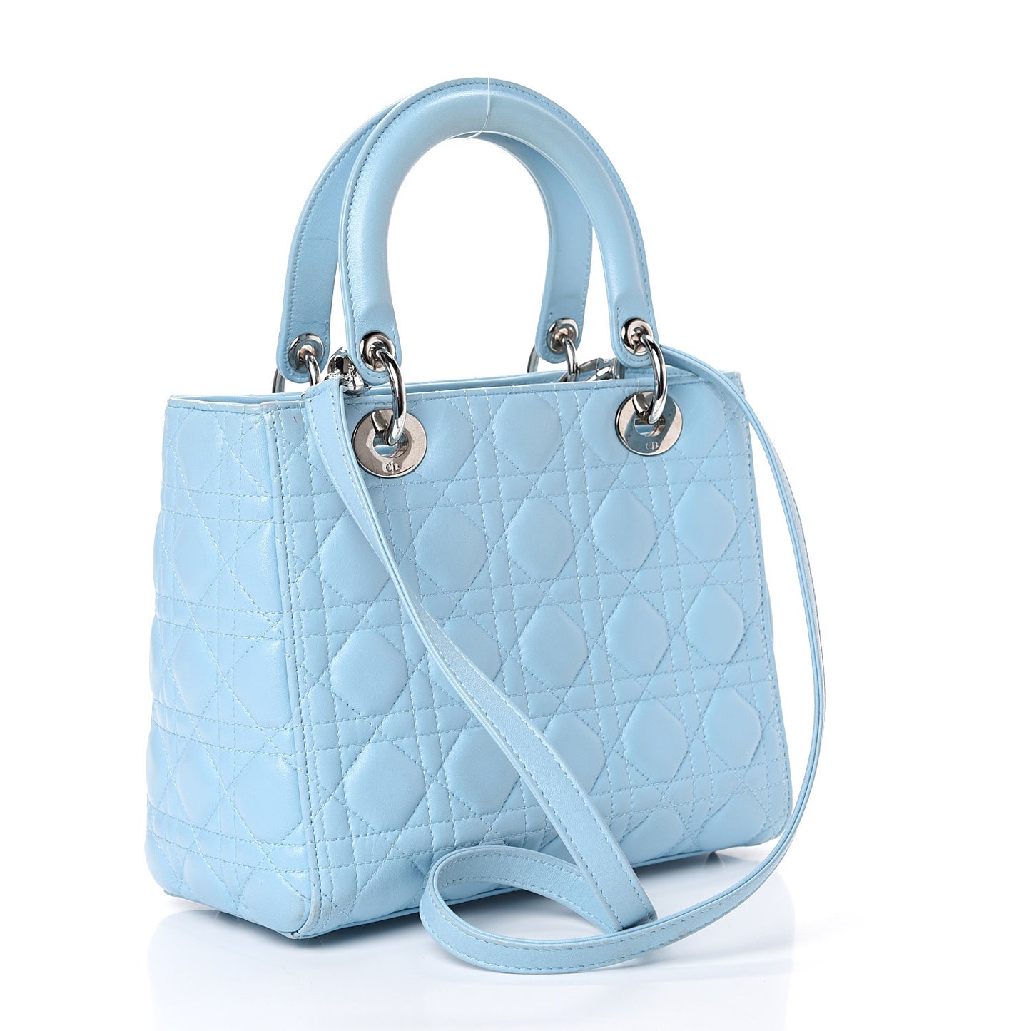 Lambskin Cannage Medium Lady Dior Light Blue