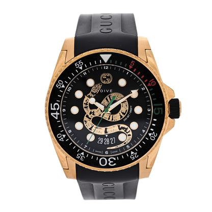 Gucci Stainless Steel Rubber 45mm Dive Snake Quartz Watch Black 1 of 4