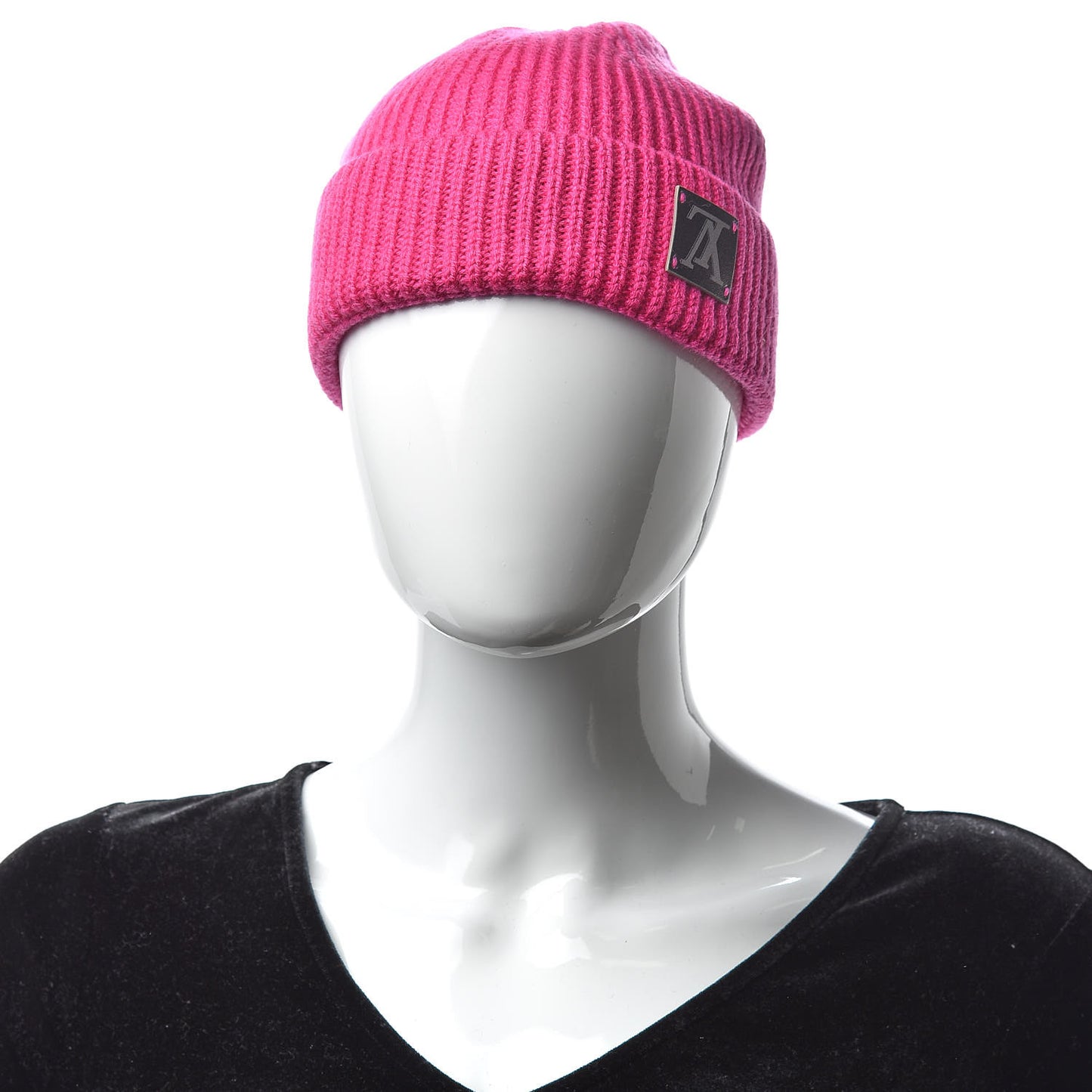 Wool Knit Beanie Hat Fuchsia